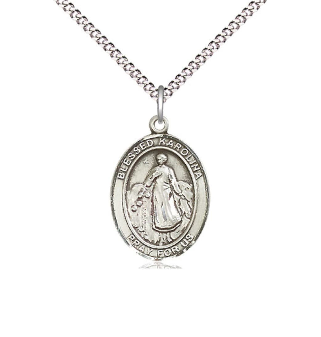 Bliss Blessed Karolina Kozkowna Pewter Oval  Engravable Medium Medal Necklace,