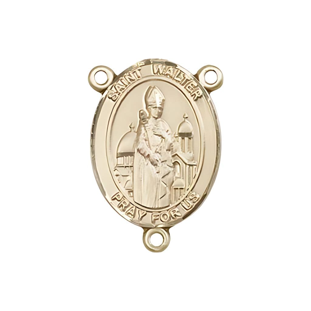 Bliss St. Walter of Pontnoise Engravable Rosary Centerpiece in Gold, 3/4-inch,