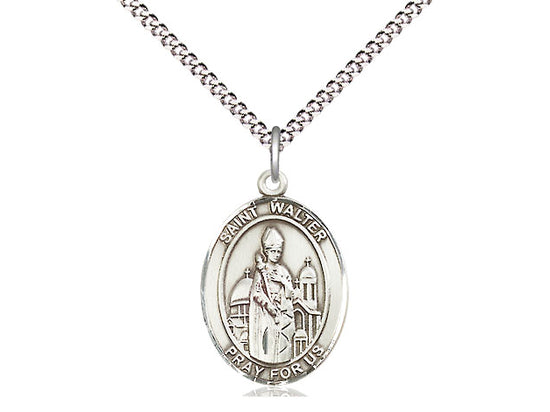 Bliss St Walter of Pontnoise Pewter Oval Medal Necklace