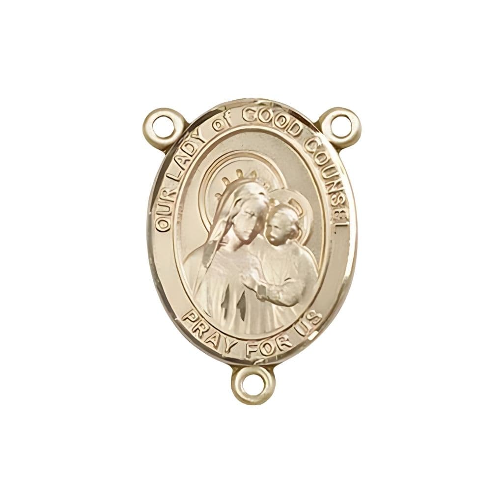 Bliss Our Lady of Good Counsel Engravable Rosary Centerpiece in Gold,