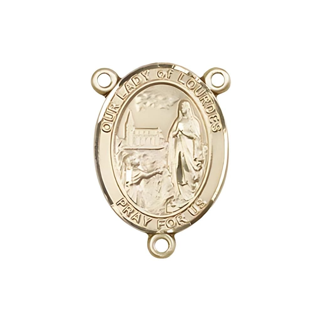 Bliss Our Lady of Lourdes Engravable Rosary Centerpiece in Gold,