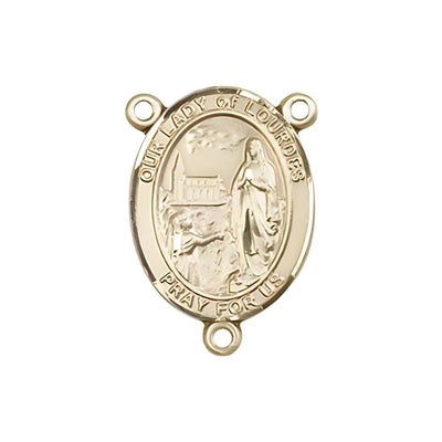 Our Lady of Lourdes Engravable Rosary Centerpiece in Gold, Bliss Manufacturing