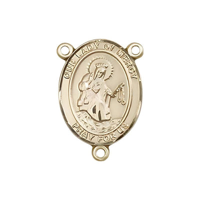 Our Lady of Mercy Engravable Gold Center Rosary Part, Bliss Manufacturing
