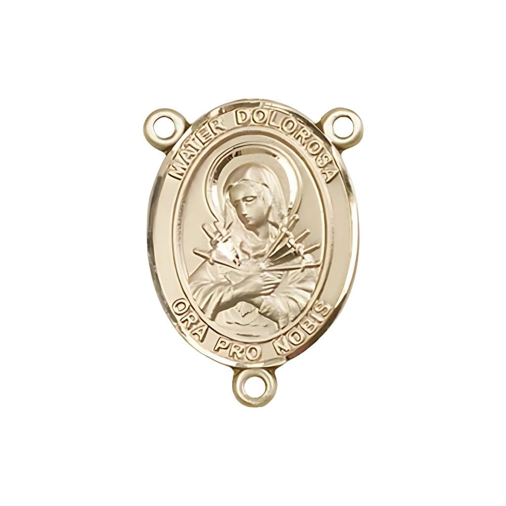 Bliss Mater Dolorosa -  Our Lady of Sorrows Engravable Rosary Centerpiece in gold, 3/4-inch,
