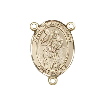 St. Peter Nolasco Engravable Gold Rosary Centerpiece, Measures 3/4-inch tall by 1/2-inch wide, Bliss Manufacturing