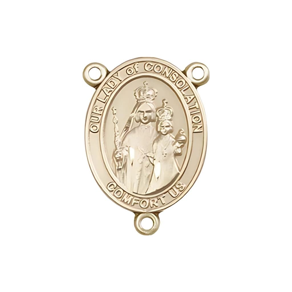 Bliss Our Lady of Consolation Engravable Rosary Centerpiece  | USA in 14kt Gold,