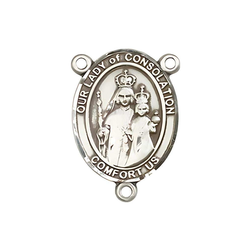 Bliss Our Lady of Consolation Engravable Rosary Centerpiece  | USA in Pewter,