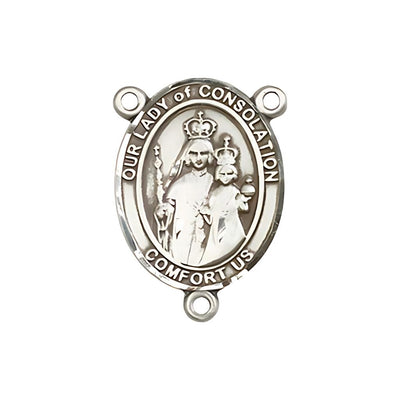 Our Lady of Consolation Engravable Rosary Centerpiece, USA in Sterling Silver, Bliss Manufacturing