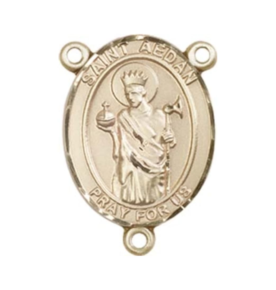 Bliss St Aedan of Ferns Engravable Gold Center Rosary Part,