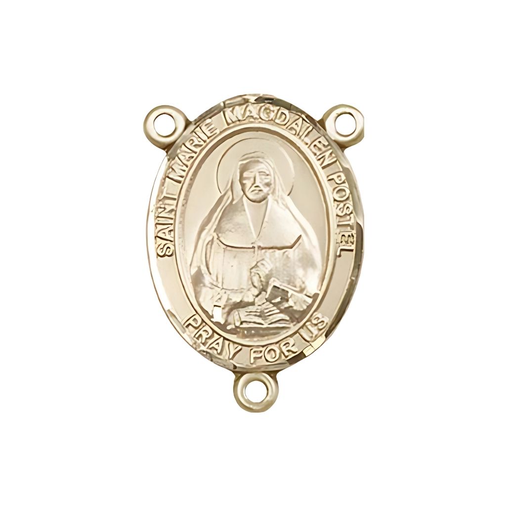 St. Marie Magdalen Postel Engravable Gold Rosary Centerpiece, 3/4-inch