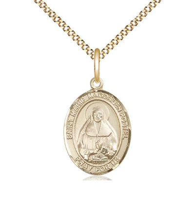 Gold Filled St. Marie Magdalen Postel on a 18 inch Gold Plate Light Curb Chain, Bliss Manufacturing
