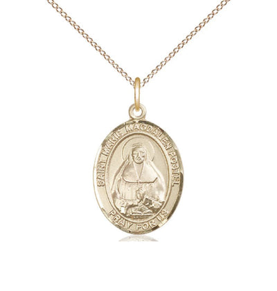 Gold Filled Marie Magdalen Postel Pendant on a 18 inch Gold Filled Light Curb Chain, Bliss Manufacturing