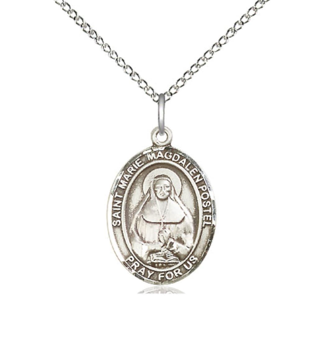 Bliss Sterling Silver Marie Magdalen Postel Pendant on a 18 inch Sterling Silver Light Curb Chain,