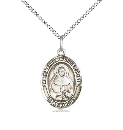 Sterling Silver Marie Magdalen Postel Pendant on a 18 inch Sterling Silver Light Curb Chain, Bliss Manufacturing