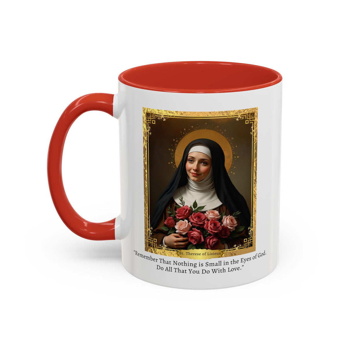 St. Therese of Lisieux Quote & Morning Prayer Card Devotional Coffee Mug - 11oz Little Flower Accent Cup