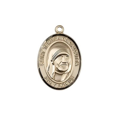 Medium 14kt Gold Saint Teresa of Calcutta Pendant, Measures 3/4-inch tall by 1/2-inch wide, Bliss Manufacturing