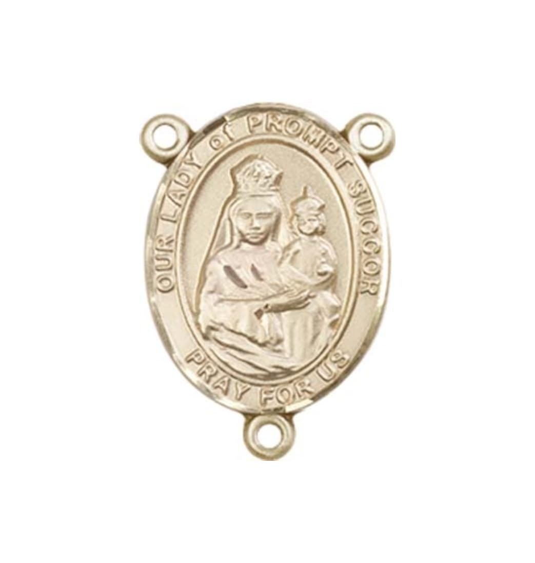 Bliss Our Lady of Prompt Succor Engravable Gold Center Rosary Part,