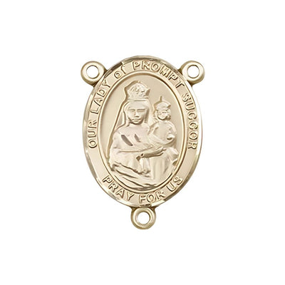 Our Lady of Prompt Succor Engravable Gold Center Rosary Part, Bliss Manufacturing