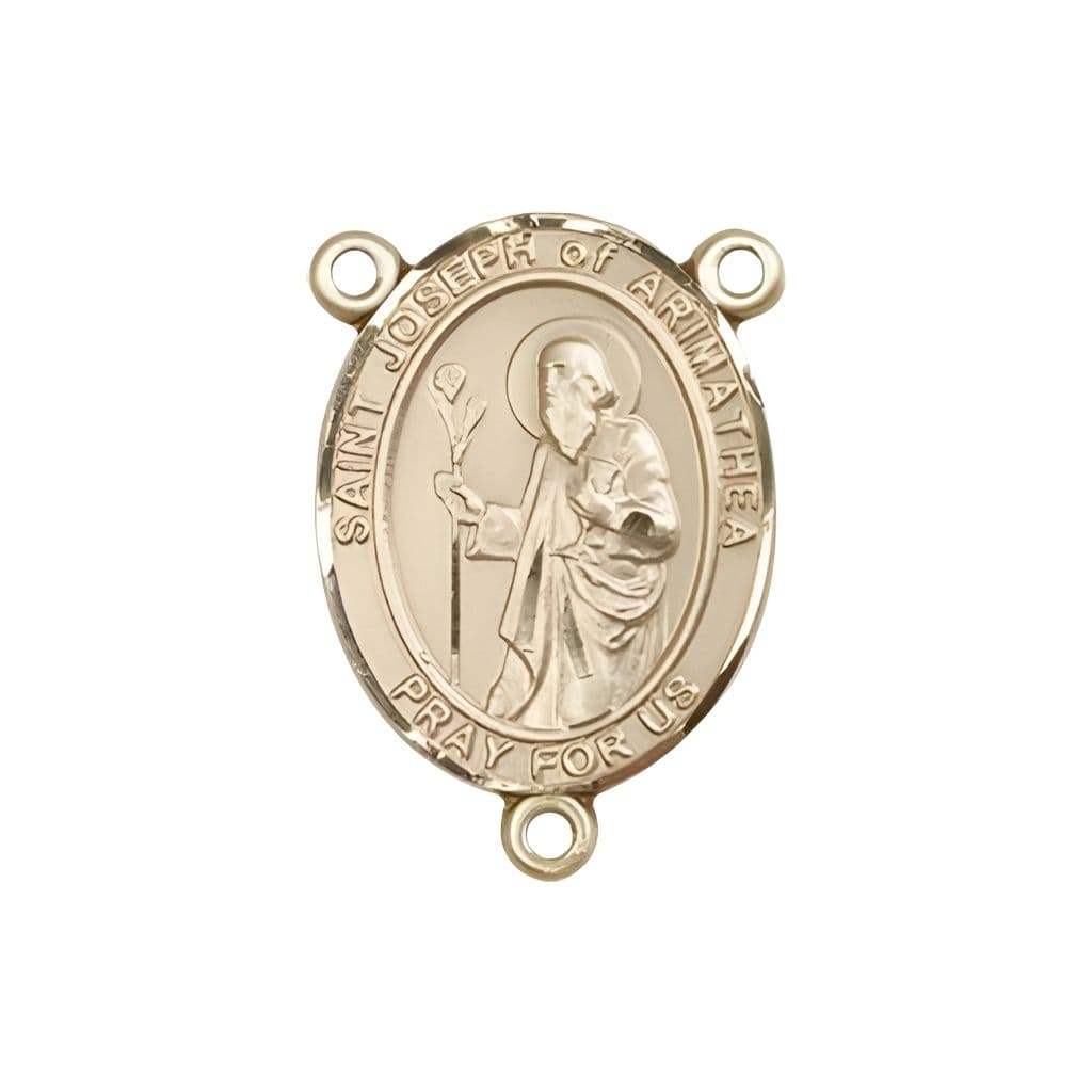 Bliss St. Joseph of Arimathea Engravable Rosary Centerpiece in Gold,