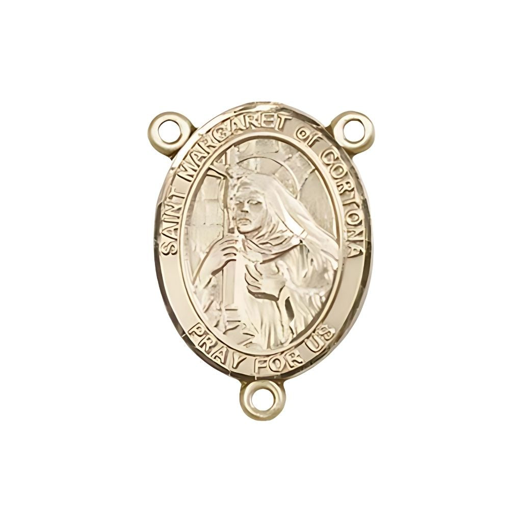 Bliss St. Margaret of Cortona Engravable Gold Rosary Centerpiece, 3/4-inch