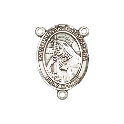 St. Margaret of Cortona Engravable Silver Rosary Centerpiece, 3/4-inch, Bliss Manufacturing