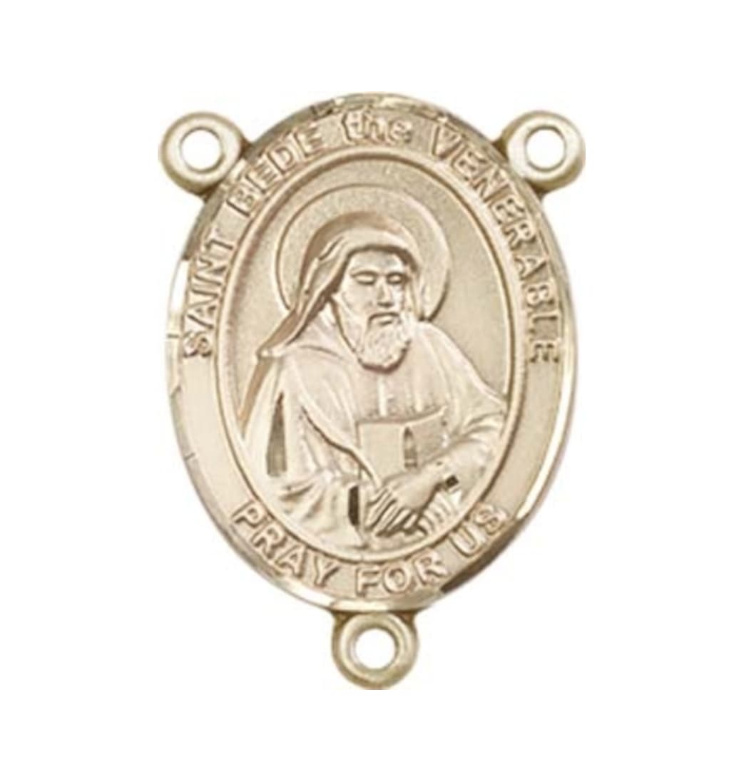 Bliss St Bede the Venerable Engravable Gold Center Rosary Part,