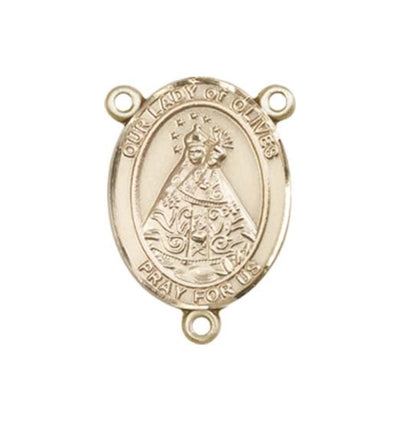 Our Lady of Olives Engravable Gold Center Rosary Part, Bliss Manufacturing