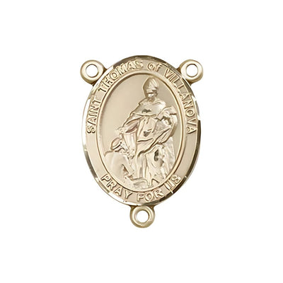 St. Thomas of Villanova Engravable Gold Rosary Centerpiece, Measures 3/4-inch tall by 1/2-inch wide, Bliss Manufacturing