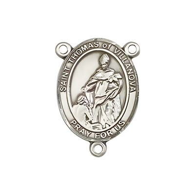 St. Thomas of Villanova Engravable Silver Rosary Centerpiece, Measures 3/4-inch tall by 1/2-inch wide, Bliss Manufacturing