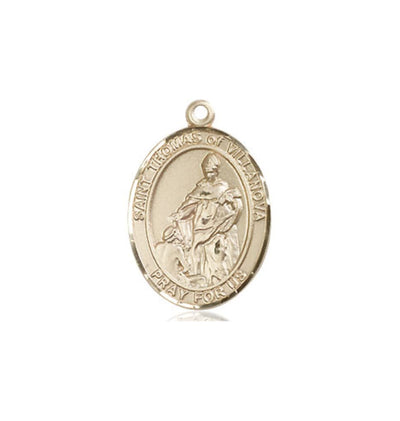 Medium St Thomas of Villanova 14kt Gold Oval Medal Only, Bliss Manufacturing