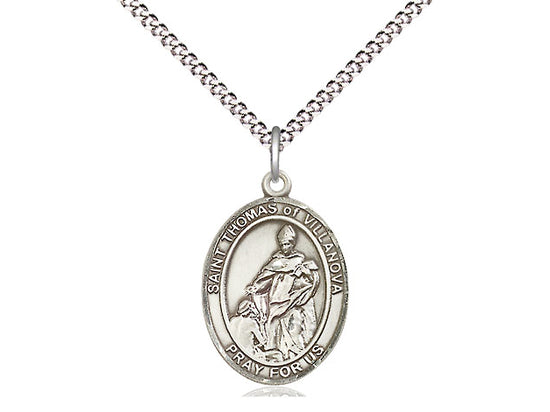 Bliss St Thomas of Villanova Sterling Silver Oval Medal Necklace