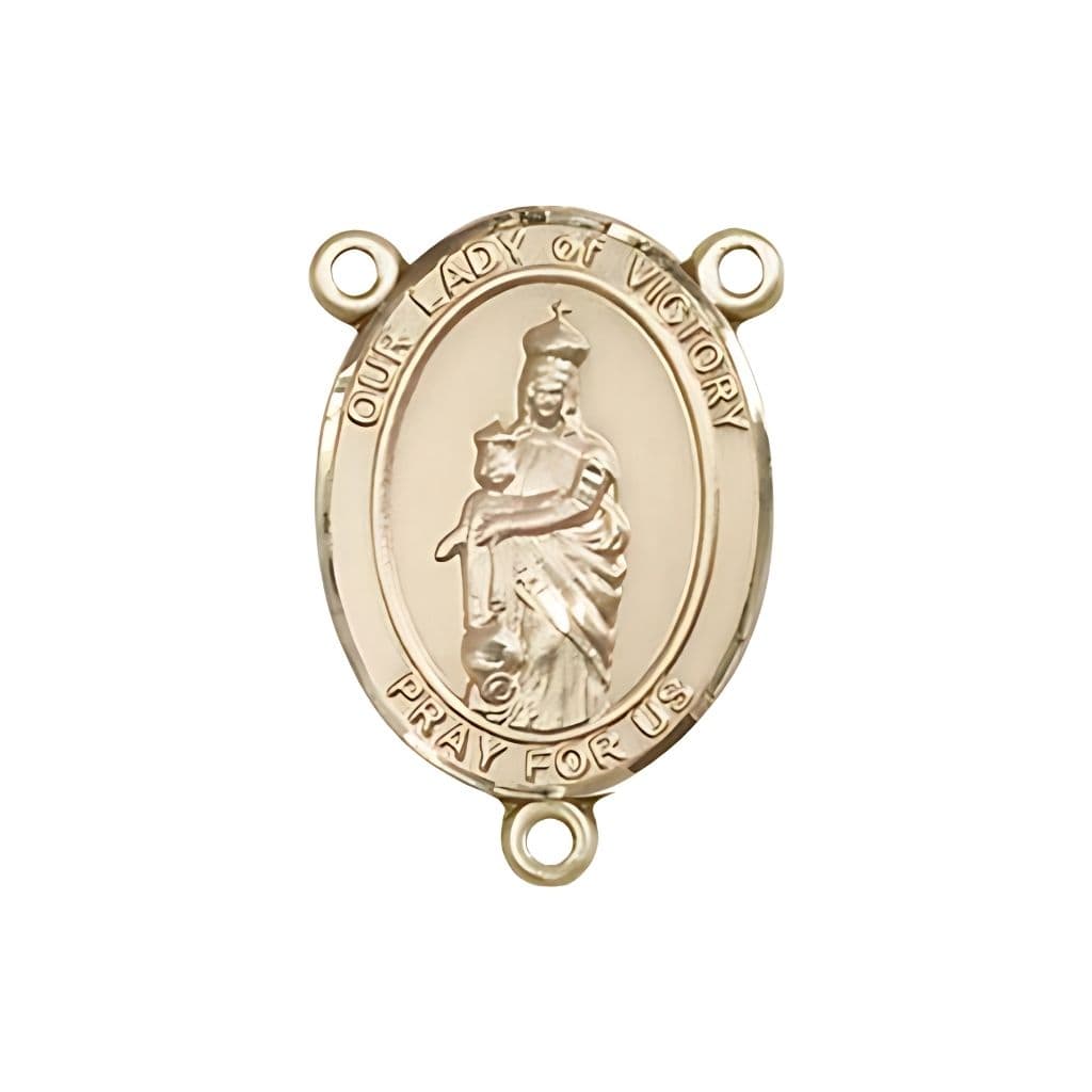 Bliss Our Lady of Victory Engravable Rosary Centerpiece in Gold,