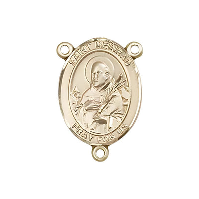 St. Meinrad of Einsiedeln Engravable Gold Rosary Centerpiece, 3/4-inch, Bliss Manufacturing