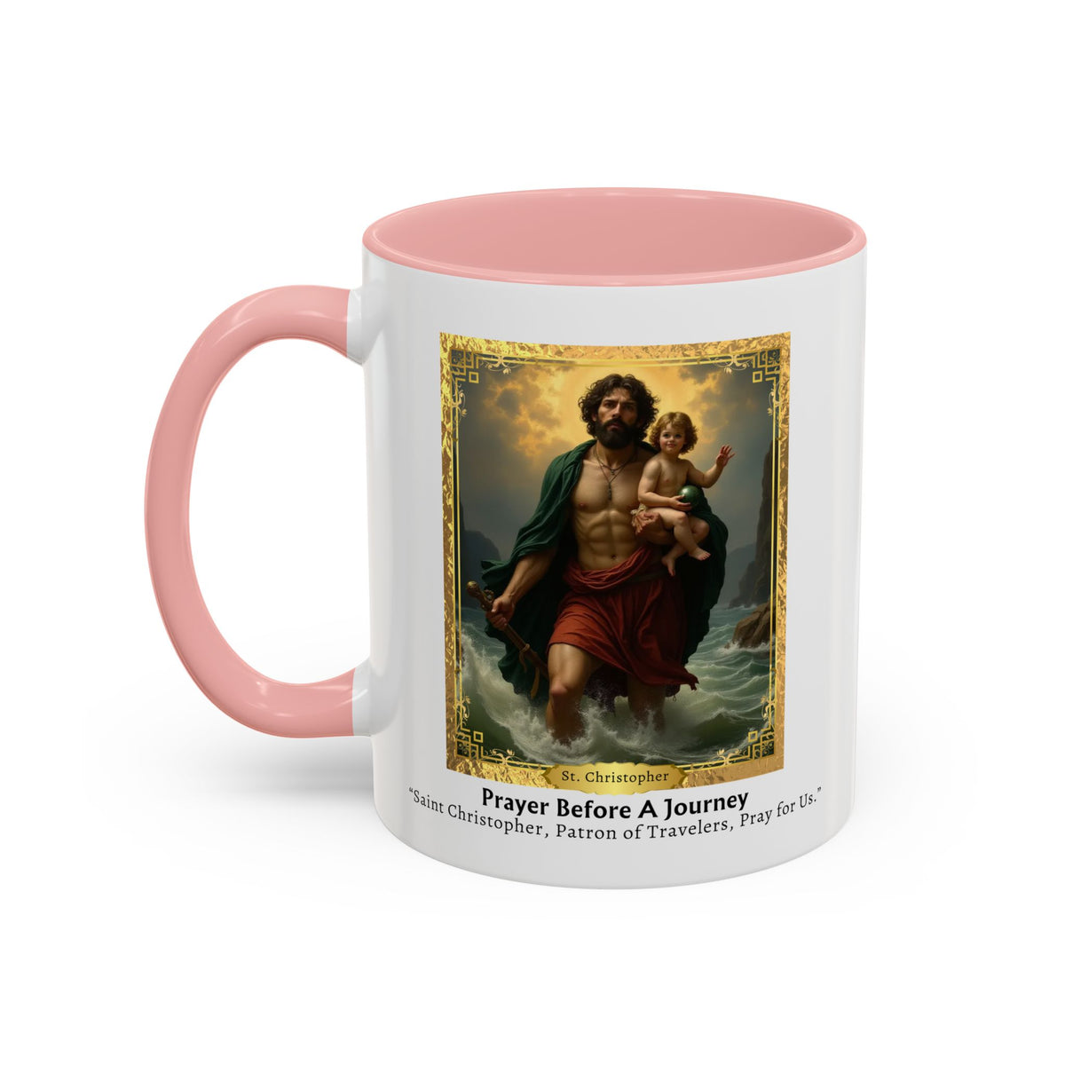 St. Christopher Traveller Prayer Card Devotional Coffee Mug - 11oz Accent Cup