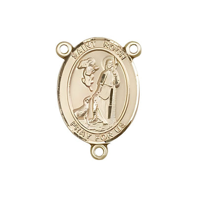 St. Roch Engravable Gold Rosary Centerpiece, Measures 3/4-inch tall by 1/2-inch wide, Bliss Manufacturing