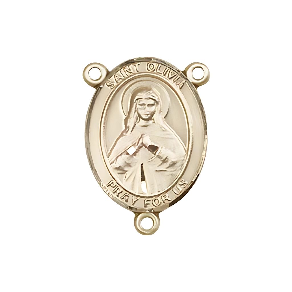 Bliss St. Olivia Engravable Gold Rosary Centerpiece, Measures 3/4-inch tall by 1/2-inch wide