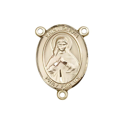 St. Olivia Engravable Gold Rosary Centerpiece, Measures 3/4-inch tall by 1/2-inch wide, Bliss Manufacturing