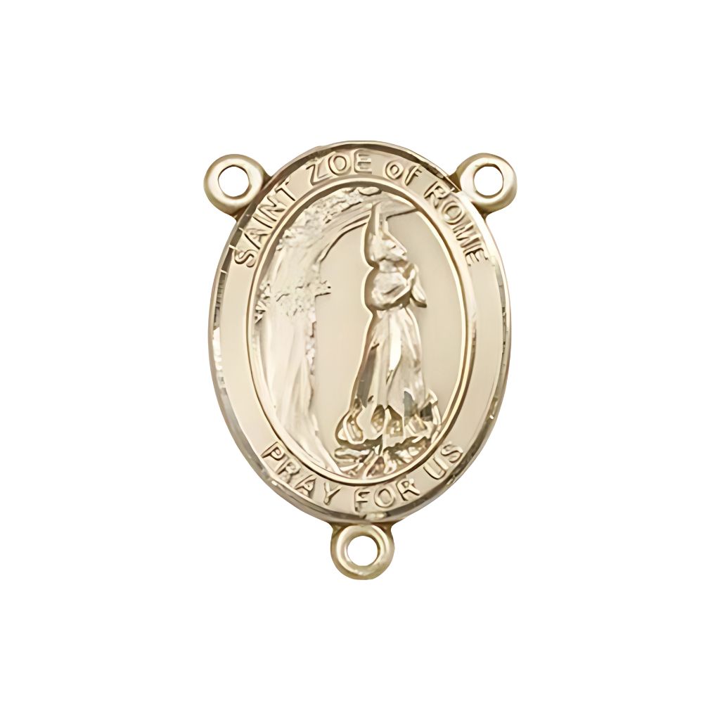 St. Zoe of Rome Engravable Rosary Centerpiece in Gold, 3/4-inch,