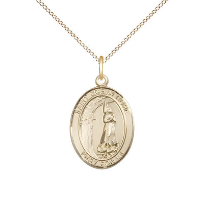 St. Zoe of Rome Gold-filled Oval Engravable Medal with Gold-filled Chain, Medal Measures 3/4-inch tall by 1/2-inch wide, Bliss Manufacturing