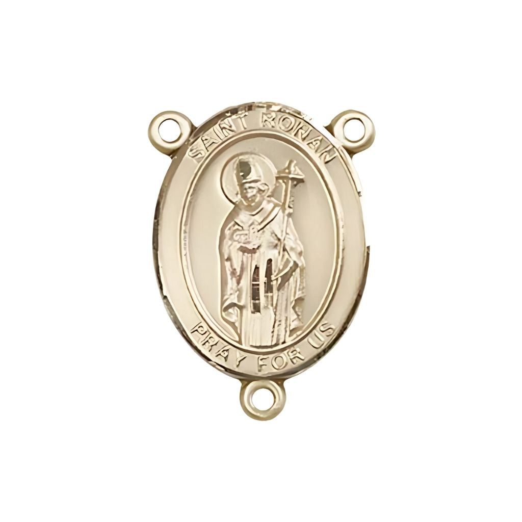 Bliss St. Ronan Engravable Gold Rosary Centerpiece, Measures 3/4-inch by 1/2-inch