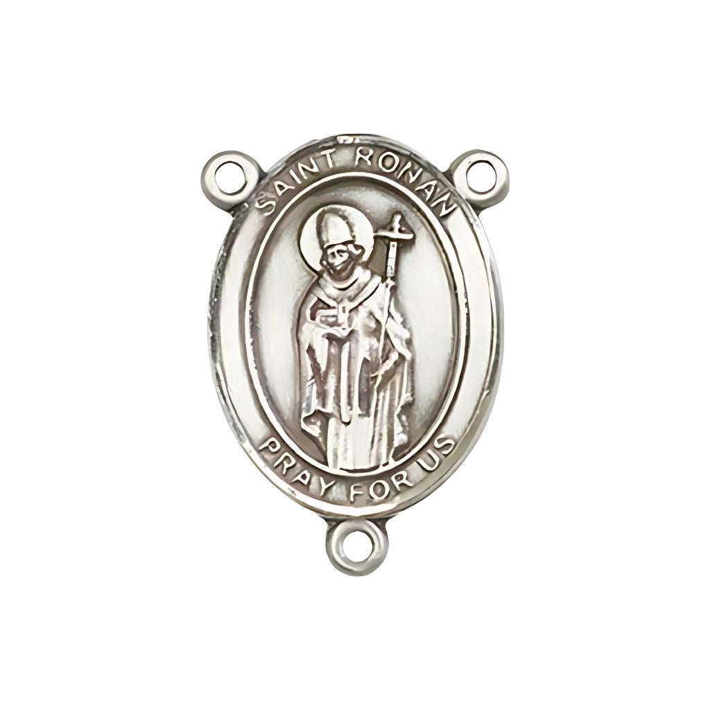 Bliss St. Ronan Engravable Silver Rosary Centerpiece, Measures 3/4-inch by 1/2-inch