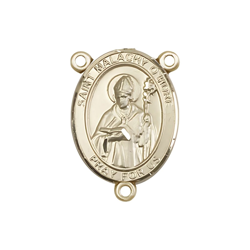Bliss St. Malachy O'More Engravable Gold Rosary Centerpiece, 3/4-inch