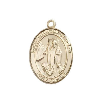 Medium Saint Anthony of Egypt 14kt Gold Oval Medal Pendant comes in Deluxe Gift Box | Bliss Manufacturing