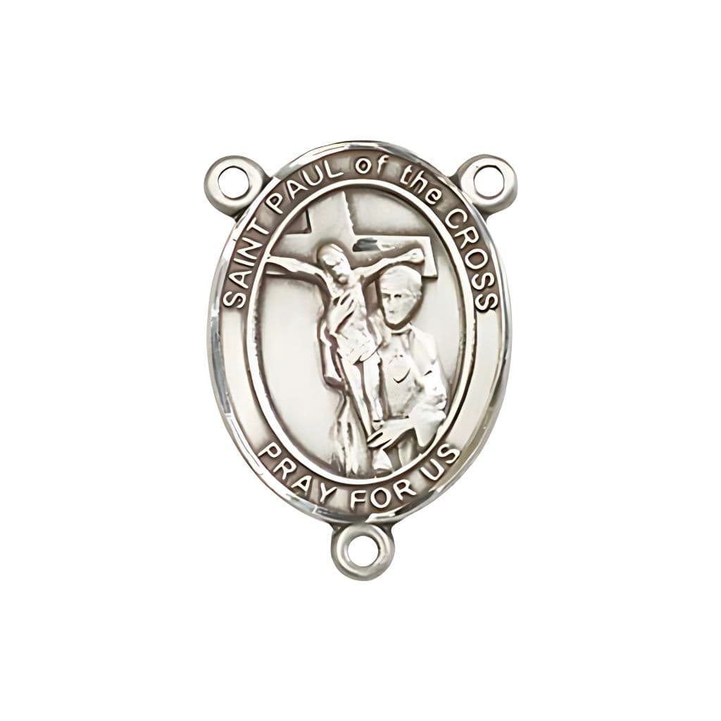 Bliss St. Paul of the Cross Engravable Silver Rosary Centerpiece, 3/4-inch tall by 1/2-inch wide