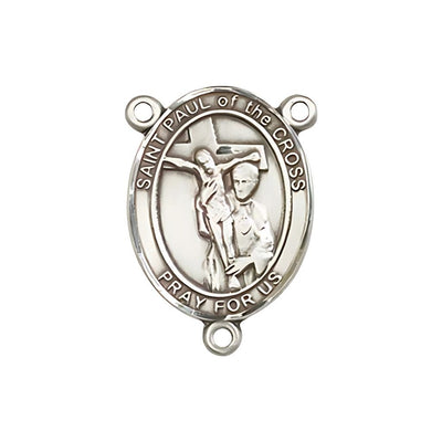 St. Paul of the Cross Engravable Silver Rosary Centerpiece, 3/4-inch tall by 1/2-inch wide, Bliss Manufacturing
