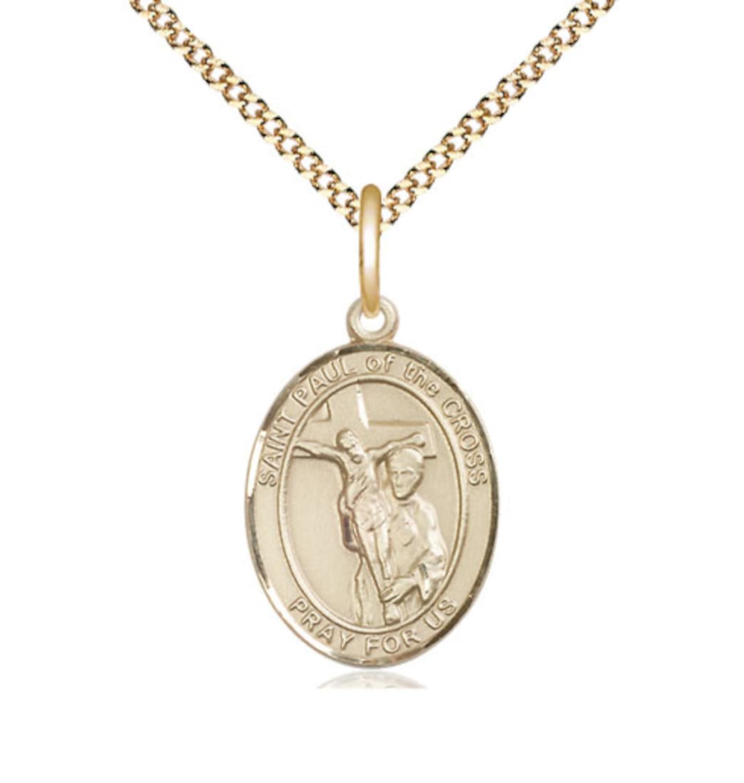 Bliss Medium 14Kt Gold Filled St. Paul of the Cross on a Gold Plate Light Curb Chain,