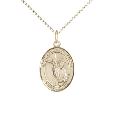 St. Paul of the Cross 14kt Gold-filled Oval Medal Pendant with Gold-filled Chain, Measures 3/4-inch tall by 1/2-inch wide. Deluxe Gift Box, Bliss Manufacturing