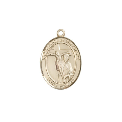 St. Paul of the Cross 14kt Gold Oval Medal Pendant, Measures 3/4-inch tall by 1/2-inch wide. Deluxe Gift Box, Bliss Manufacturing
