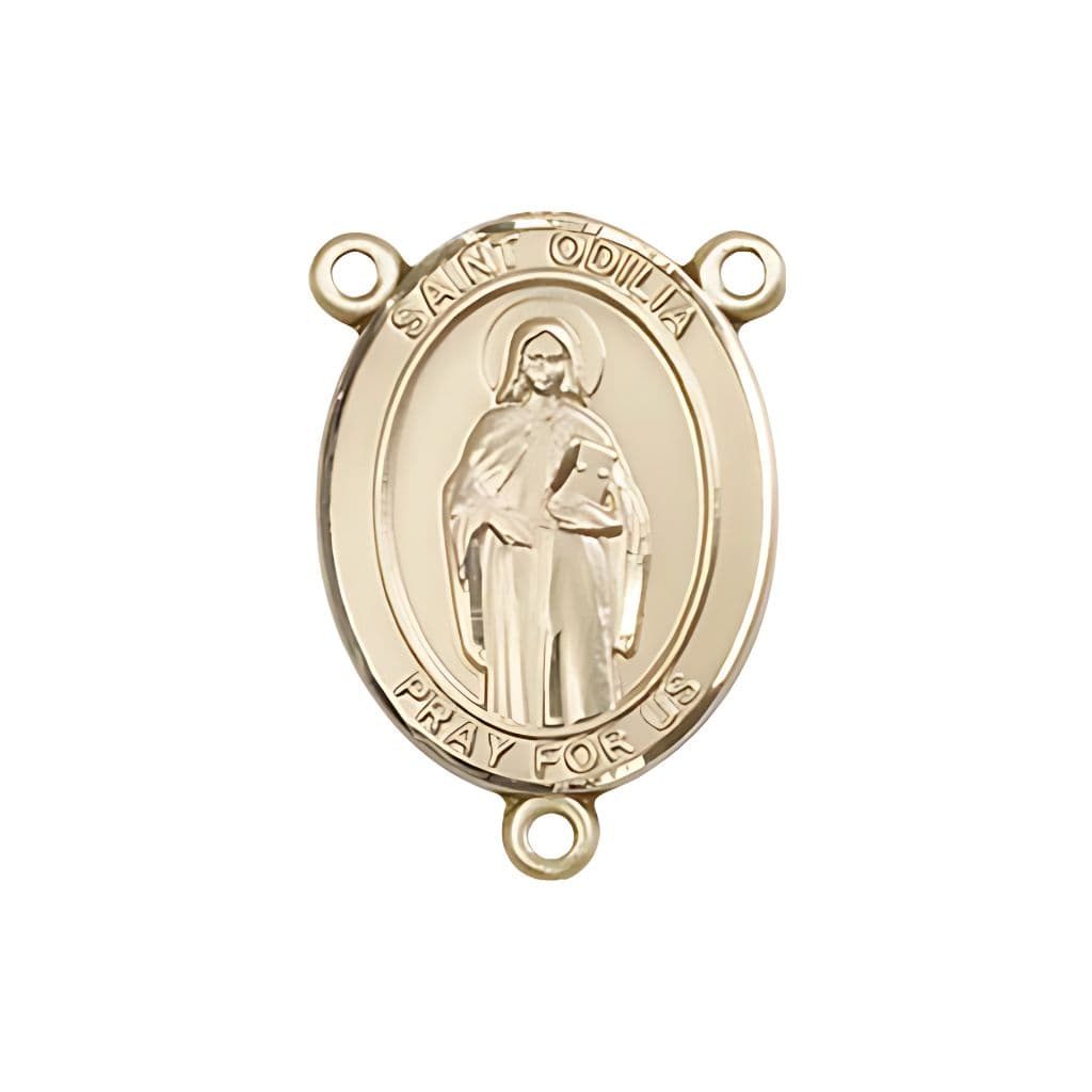Bliss St. Odilia Engravable Gold Rosary Centerpiece, Measures 3/4-inch tall by 1/2-inch wide