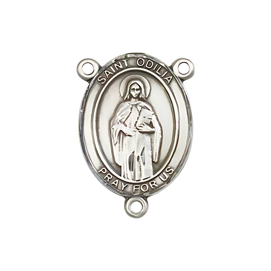 Bliss St. Odilia Engravable Silver Rosary Centerpiece, Measures 3/4-inch tall by 1/2-inch wide
